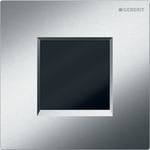 Sistema de descarga Geberit para urinarios. Cromado, cepillado